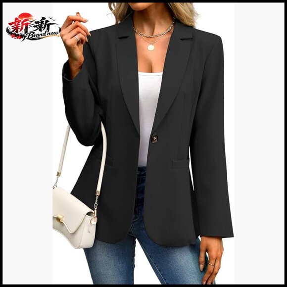 Slim Fit Blazer with Pockets Polyester Rayon Spandex Blend